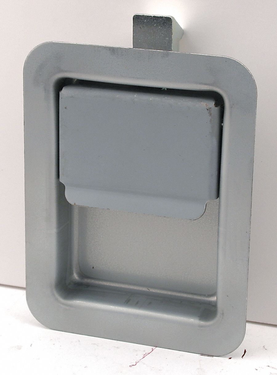 Vehicle Storage Latch: Paddle Latch, Truck Boxes, 5 1/2 in Overall Ht, Steel, Silver