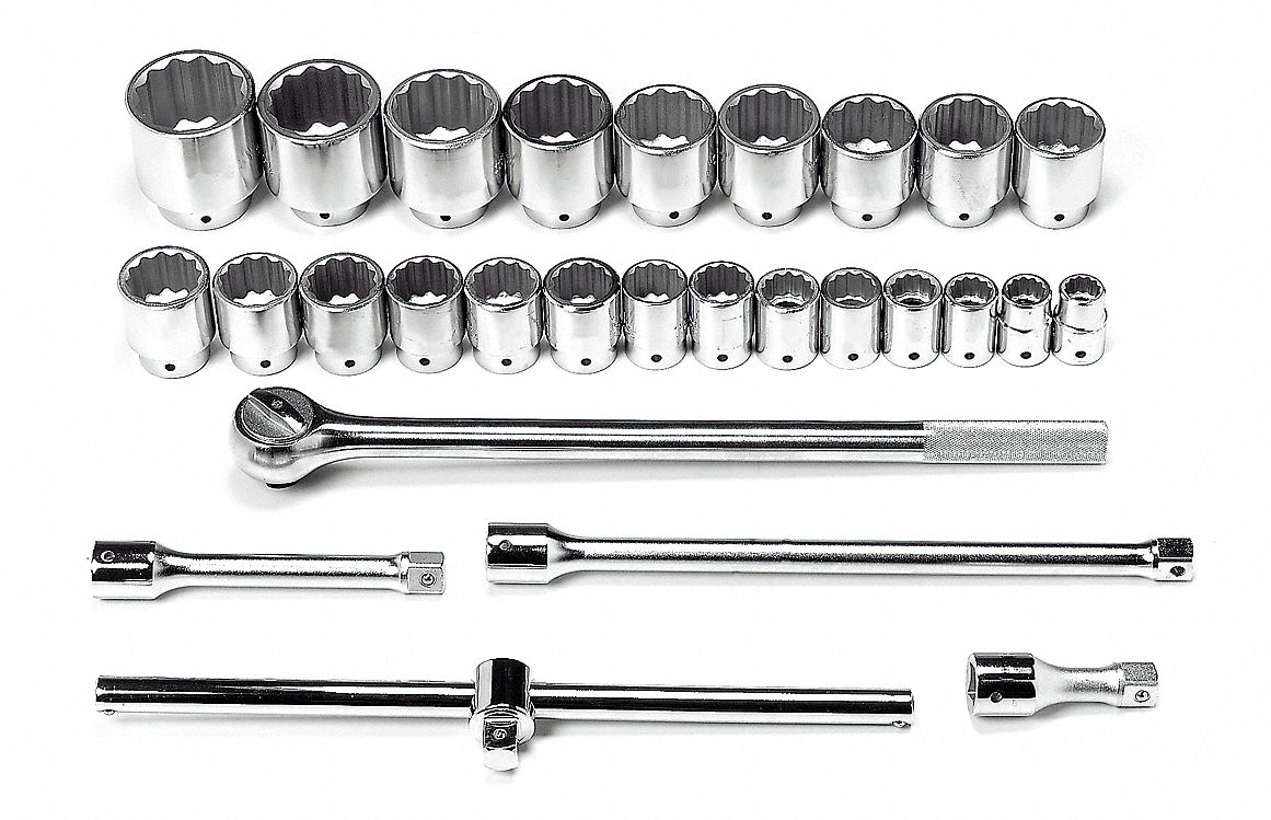 Socket Set, Square, Drive Size 3/4 in Grainger