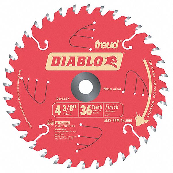 CIRCULAR SAW BLADE, CARBIDE, 7¼ IN DIA, 56 TEETH, ⅝ IN, 8000 RPM, FOR METALS