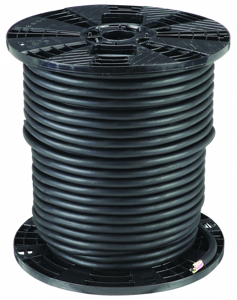 Portable Cord: SOOW, 600 V, 4 Conductors, 16 AWG, Black Jacket, 250 ft Overall Lg