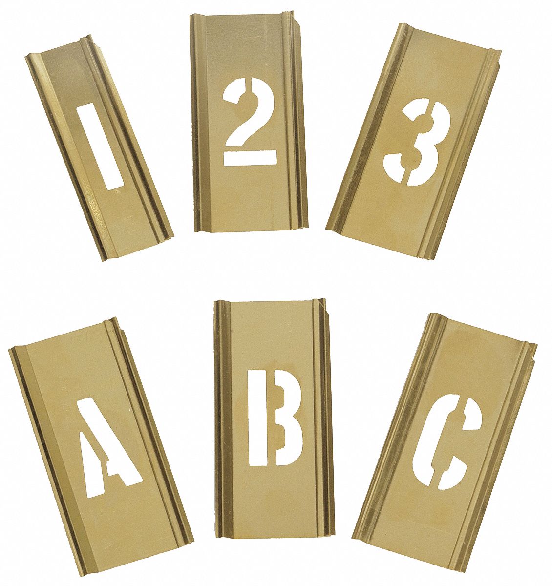 Stencil Set: A to Z, 1 in Character Ht, 1 in Character Wd, Brass, A to Z
