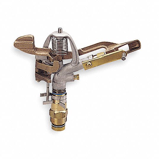 BUCKNER Brass Impact Sprinkler Head, 1" MNPT Connection, 20 to 340° Arc