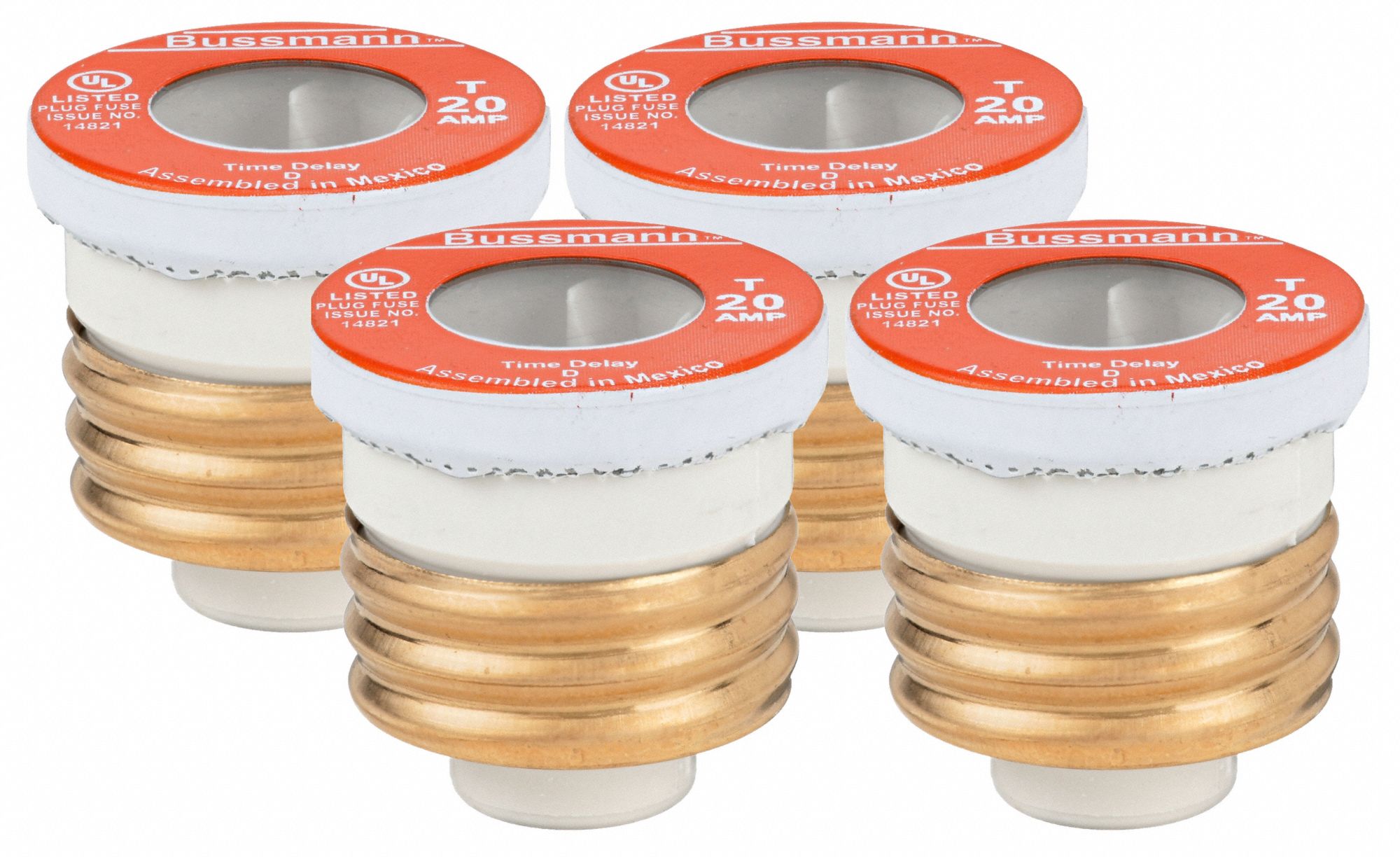 BUSSMANN Plug Fuse 20A, 125V AC, ScrewIn Body, Nonrejection Fits Fuse