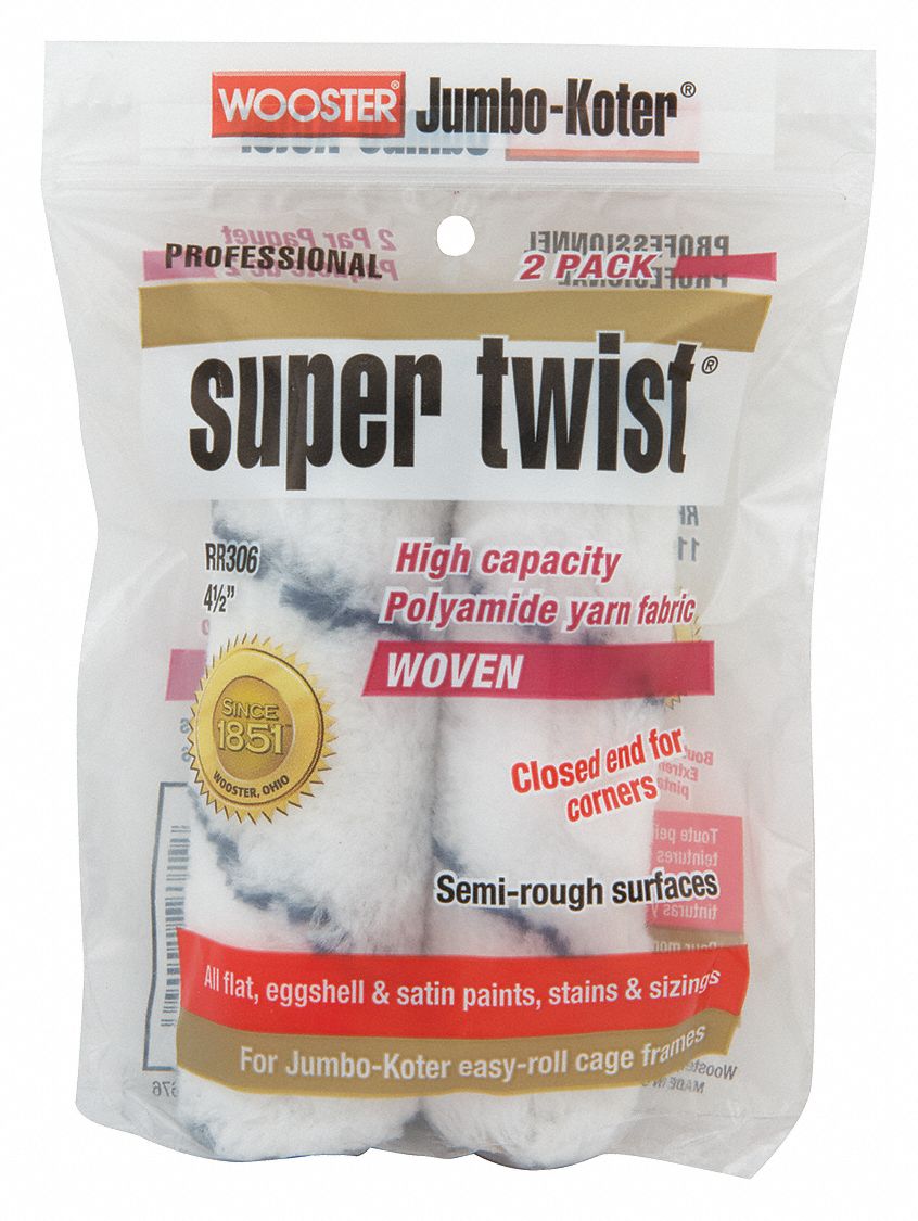 WOOSTER Mini Paint Rollers, 4 1/2 in Overall Length 3WA83RR3064 1/2