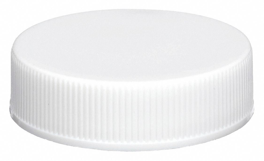 Closure: 38 mm Dia, White, Polypropylene, F217, 38-400 mm Screw Closure Size, Autoclavable