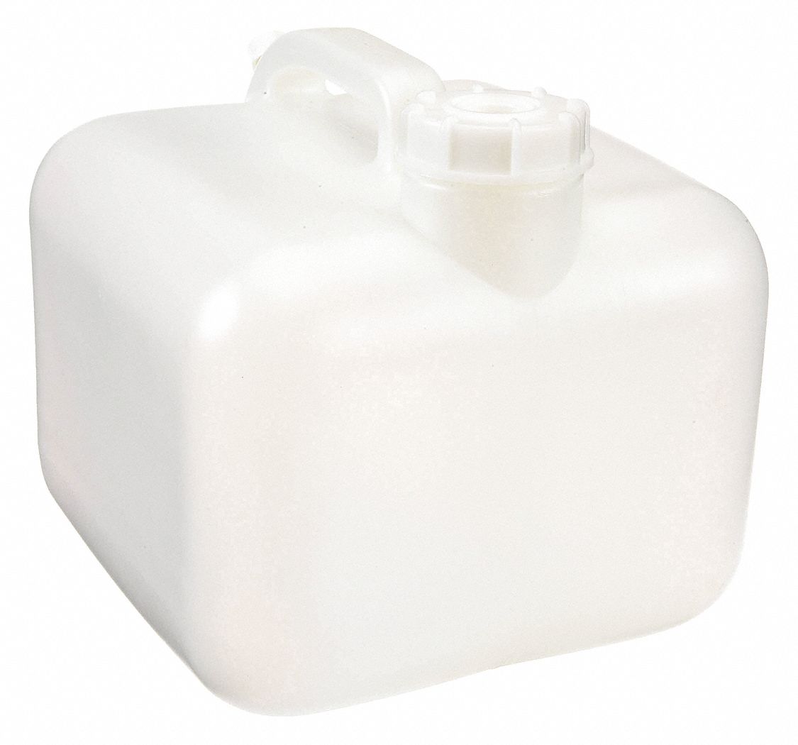 CARBOY, 9.46 L CAPACITY, 2.5 GAL CAPACITY, SCREW ON, HDPE, BLOW MOLDED HANDLE, WHITE, HDPE