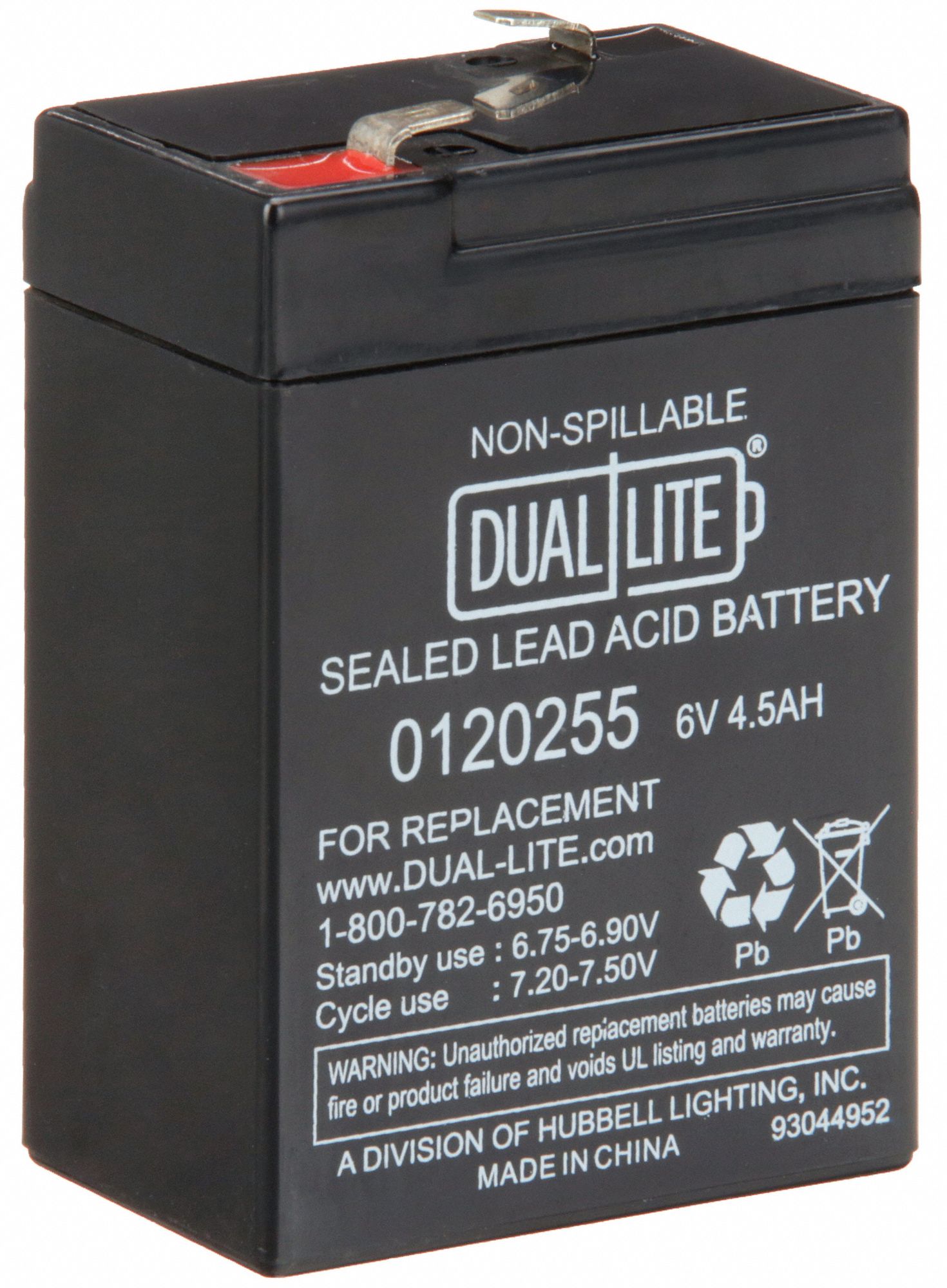 Sealed Lead Acid, 6 V DC Volt, Battery 3WAK10120255 Grainger