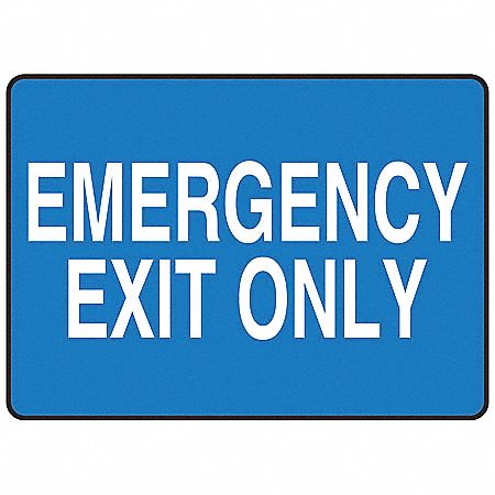 Exit Sign,10 x 14In,WHT/BL,AL,ENG,Text