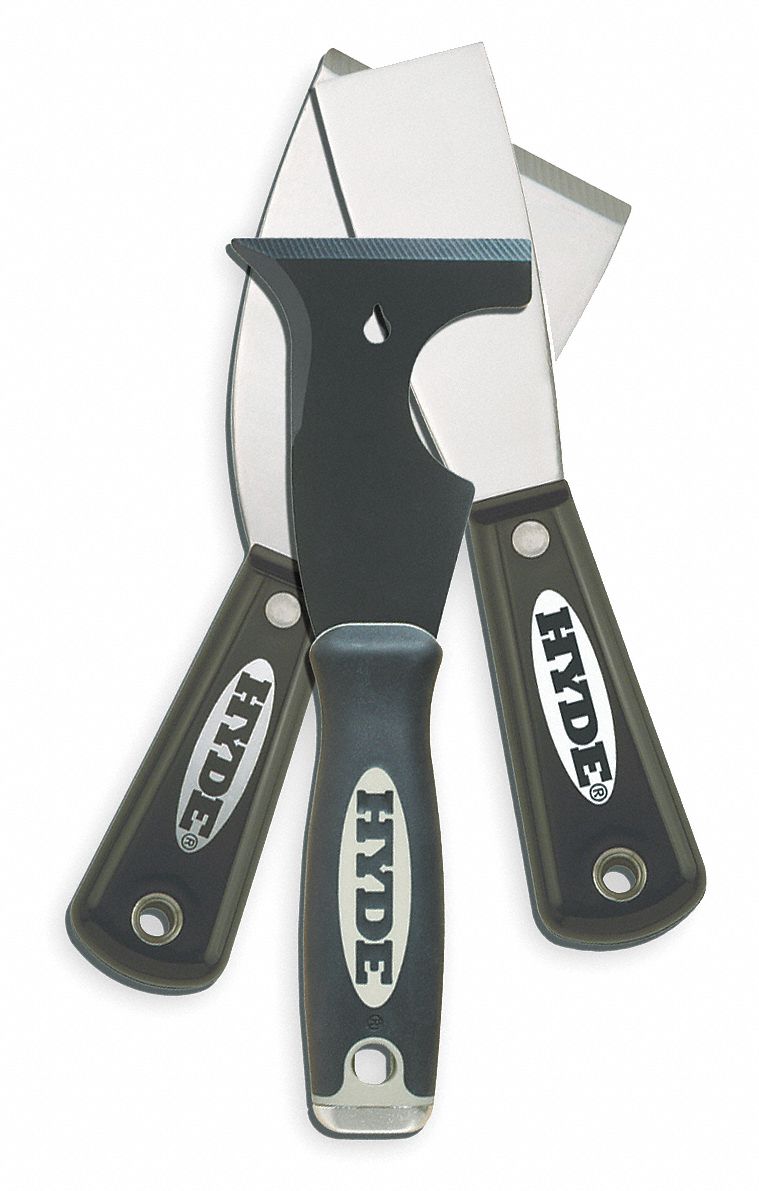 3Piece Flexible, Stiff,and 6In1 Putty Knife/Scraper Set, 1 1/4, 2 1/