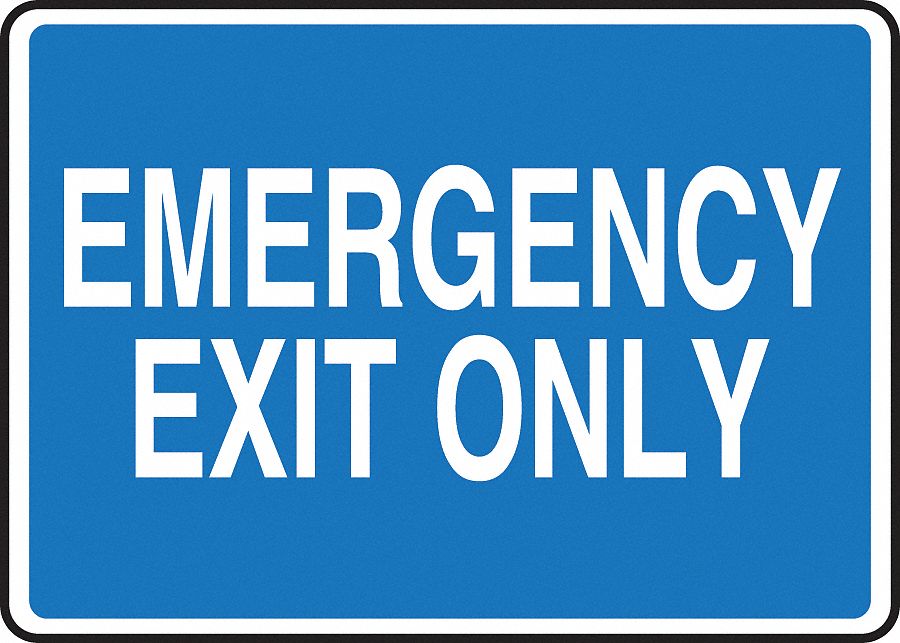 Exit Sign,7 x 10In,BL/WHT,Self-ADH,ENG