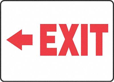 Exit Sign,7 x 10In,R/WHT,AL,Exit,ENG