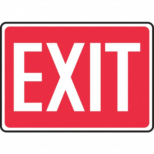 Exit Sign, Plastic, Rectangle, English, Not Retroreflective ...