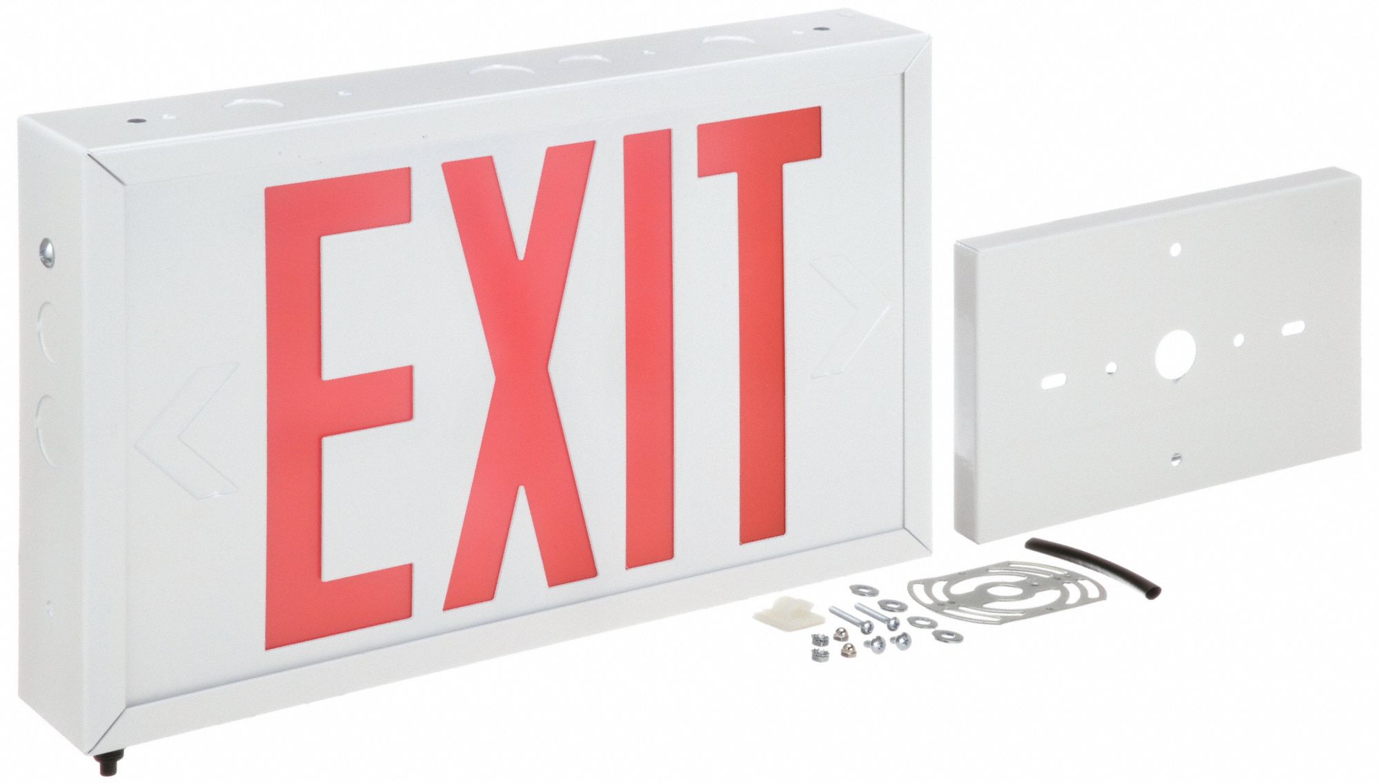 BIG BEAM Exit Sign: Emergency Battery Backup, LED, White, Red, 2 Faces ...