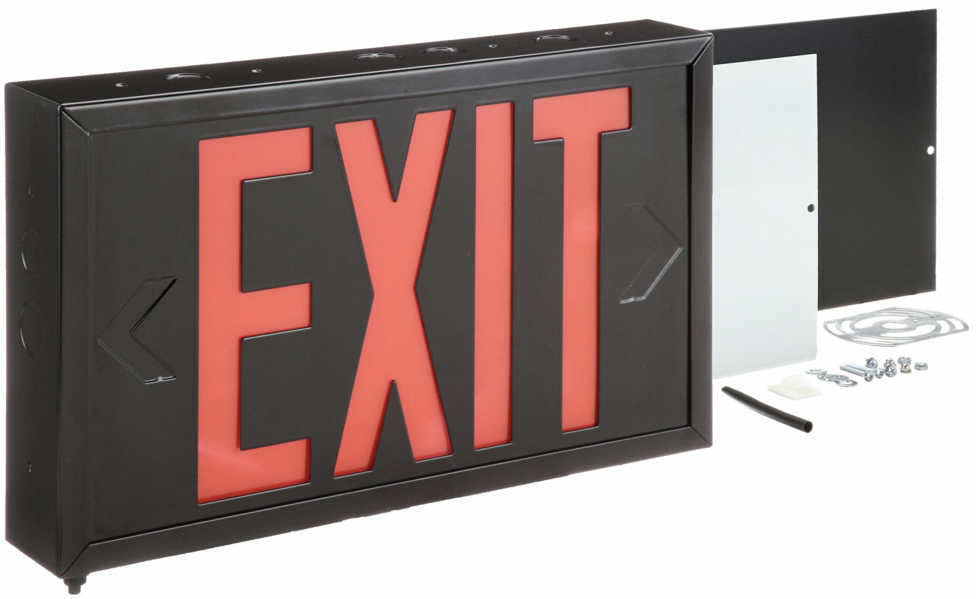 BIG BEAM Exit Sign Emergency Battery Backup, LED, Black, Red, 2 Faces