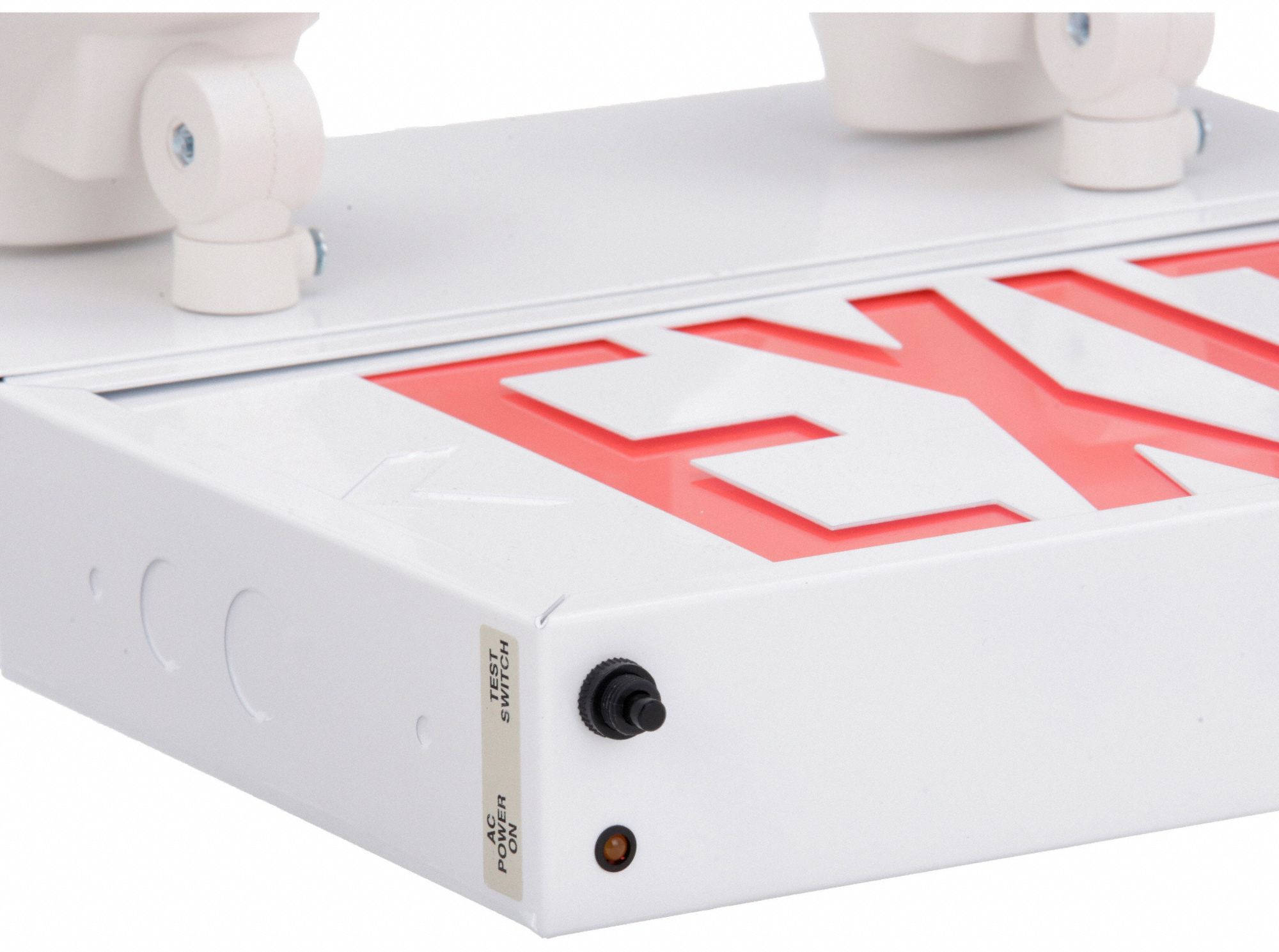 BIG BEAM Exit Sign with Emergency Lights: White, 1 Faces, Red, LED, End ...