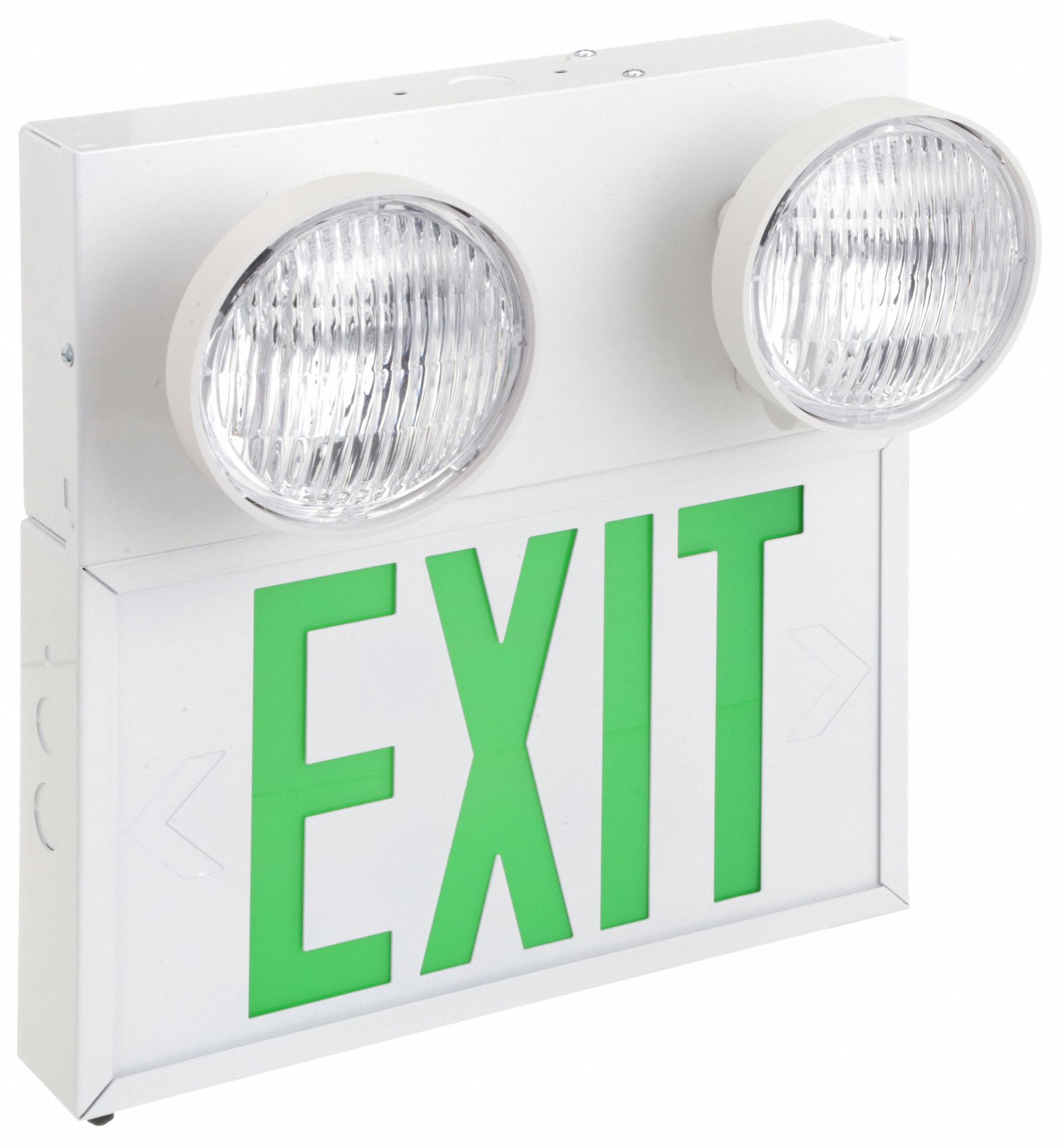 White, 1 Faces, Exit Sign with Emergency Lights