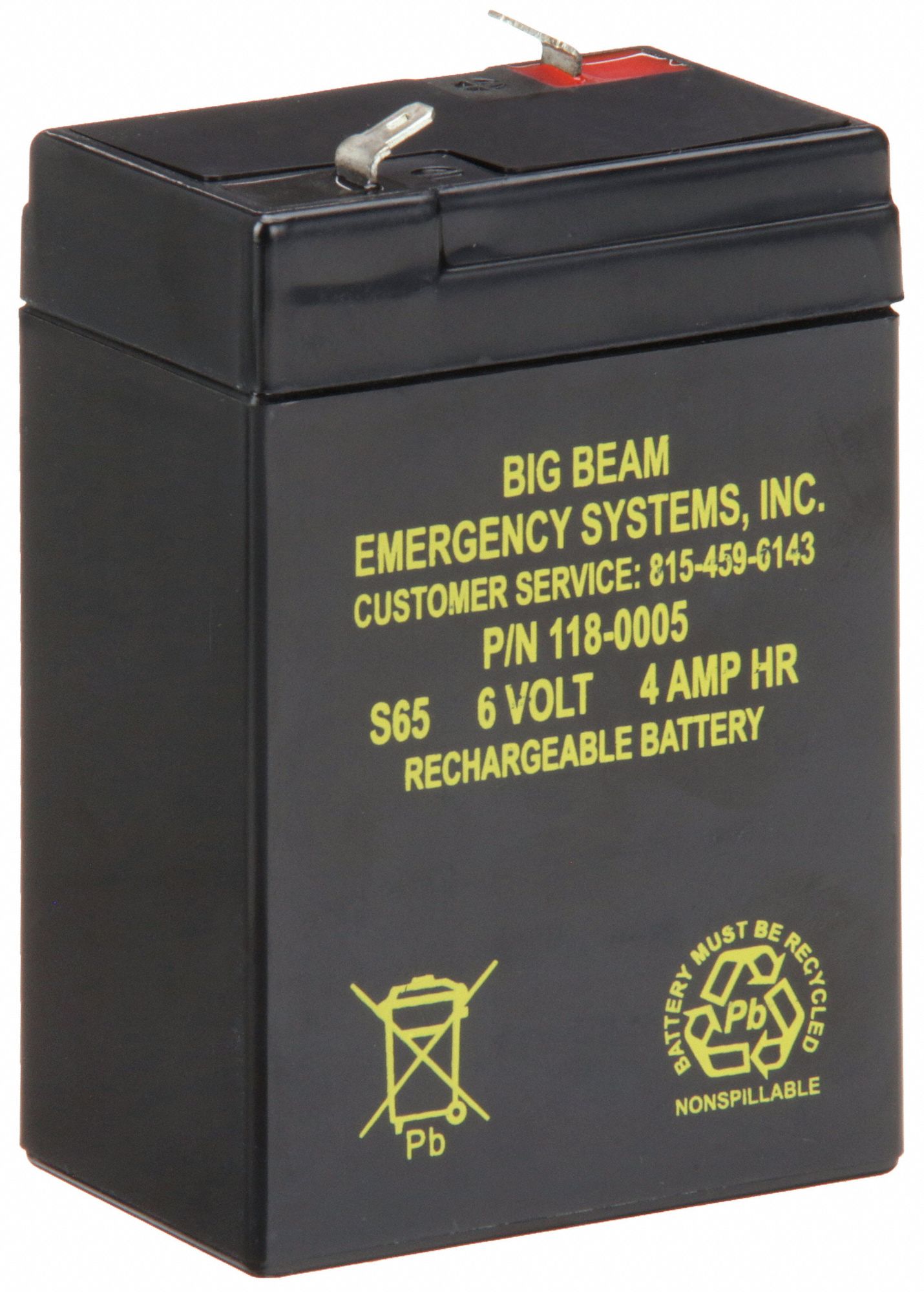 Sealed Lead Acid, 6 V Volt, Battery 3WDD8S65 Grainger