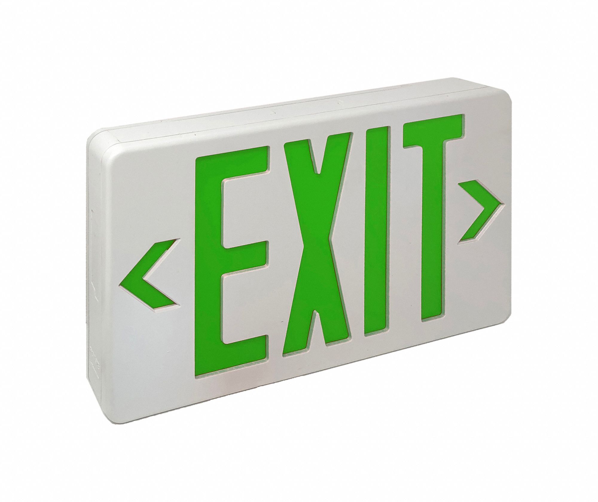 EXIT SIGN, LED, WHITE, GREEN, 2 FACES, CEILING/END/WALL