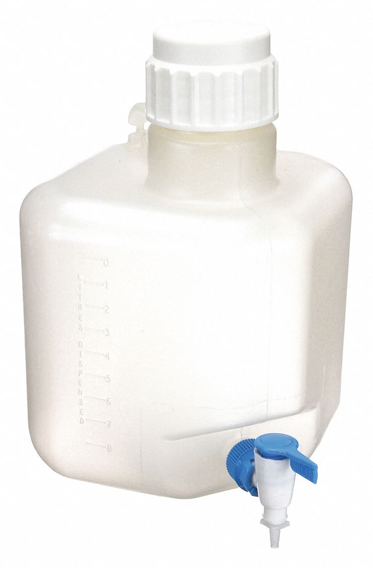 GRADUATED CARBOY, 10 L CAPACITY, 2.64 GAL CAPACITY, SCREW ON/SPIGOT, POLYPROPYLENE, AUTOCLAVABLE