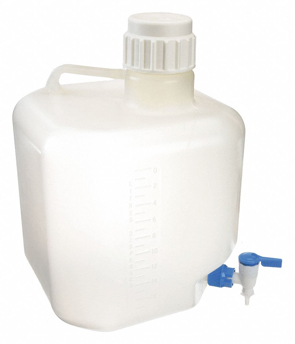 GRADUATED CARBOY, 20 L CAPACITY, 5.28 GAL CAPACITY, SCREW ON/SPIGOT, POLYPROPYLENE, AUTOCLAVABLE