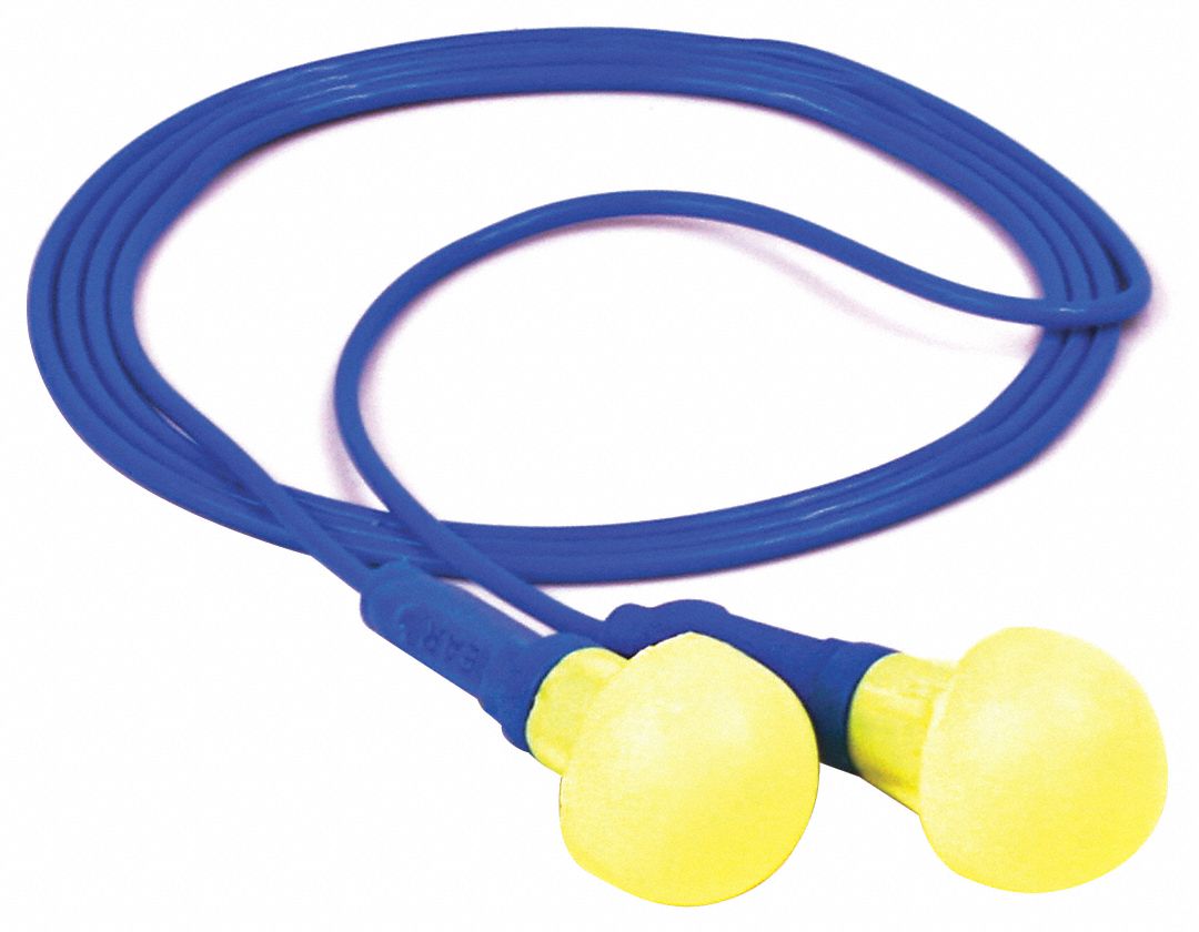 3M Pod Ear Plugs, 28 dB Noise Reduction Rating NRR, Corded, M, Yellow