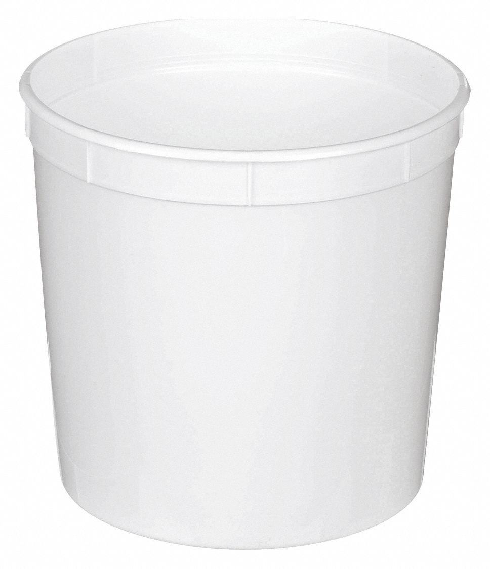 Specimen Container: HDPE, 162.3 fl oz Capacity - oz, 4.8 L Capacity - mL, 205.74 mm Body Dia, Round