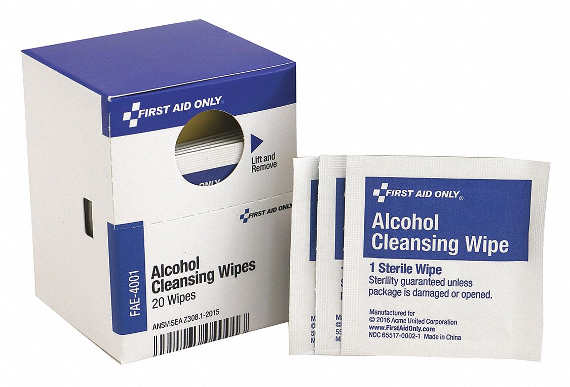 FIRST AID ONLY Alcohol Wipes Wipes Box Wrapped Packets 20 Count 20 PK