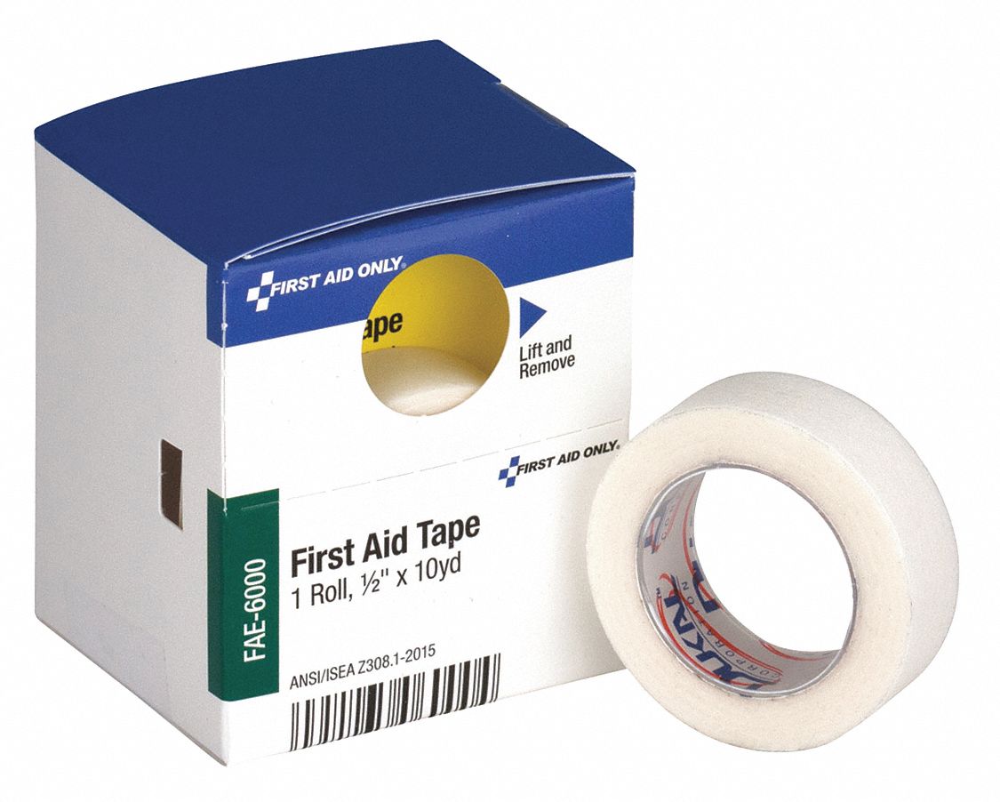 FIRST AID ONLY First Aid Tape, White, Waterproof No, Paper, 1/2 in