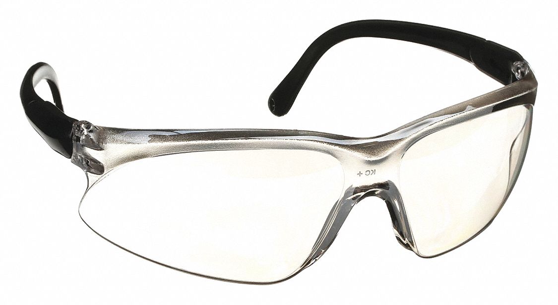 Safety Glasses: Light Gray Lens, Half-Frame, Black Frame, Visio(TM) V20 Series