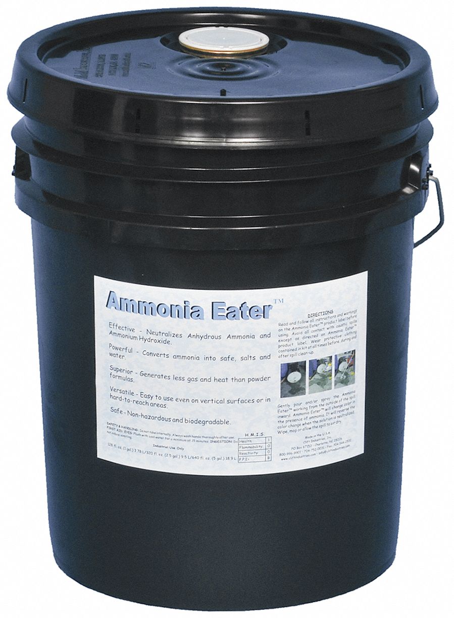 Ammonia Neutralizer: Caustics, 3.75 Gallon Pail, 5 gal, Blue