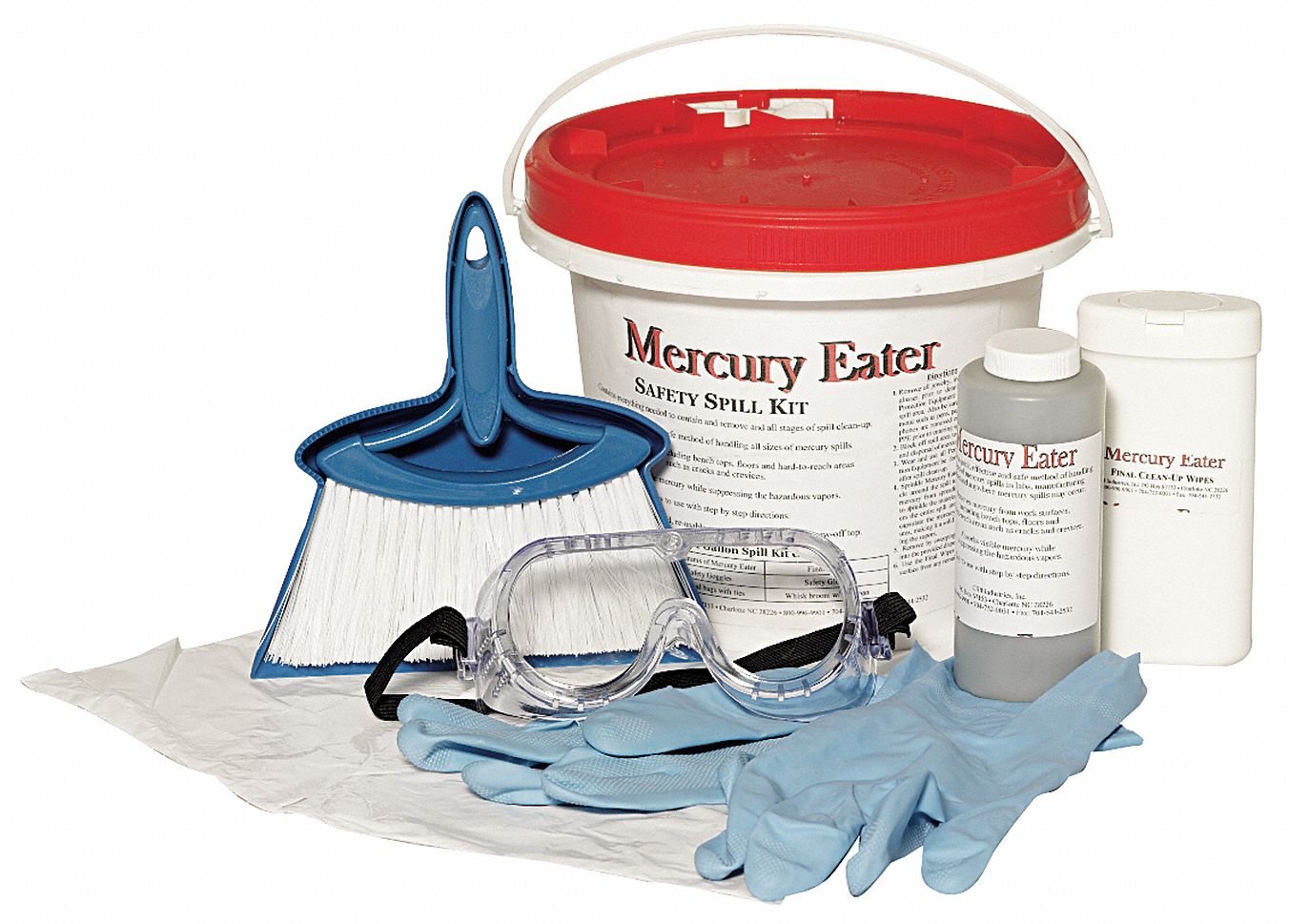 Mercury Spill Kit: 500 g Volume Absorbed Per Kit, 1.8kg Mercury Absorbent/Pack Wipes