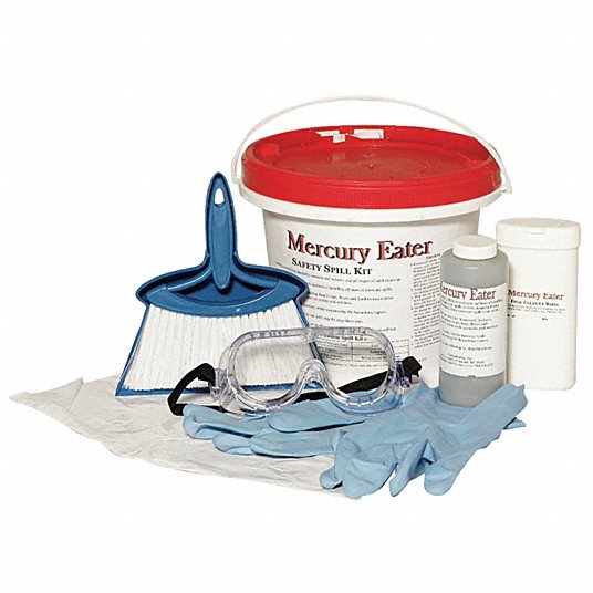 Mercury Spill Kit: 500 g Volume Absorbed Per Kit, 1.8kg Mercury Absorbent/Pack Wipes