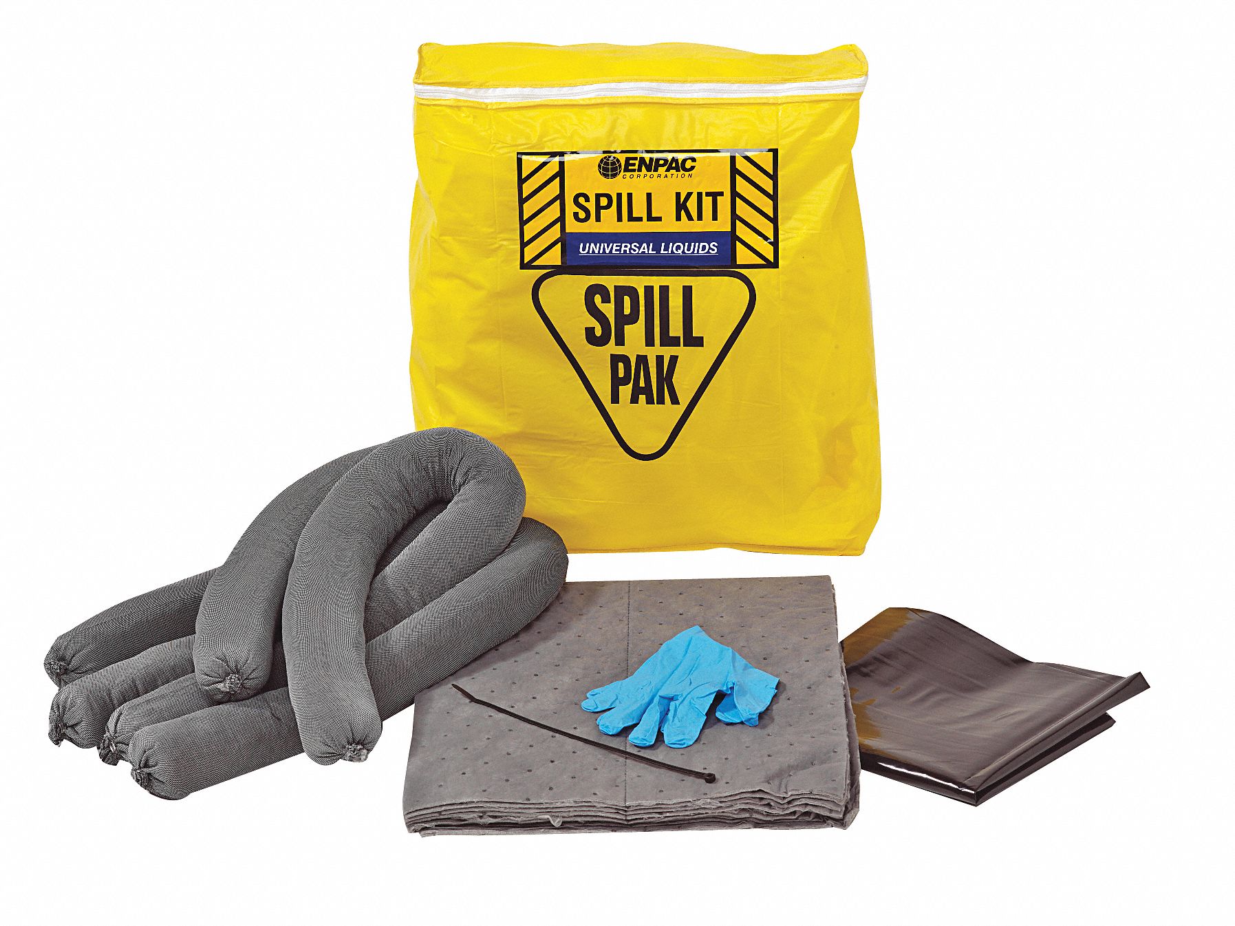 SPILL KIT, 3 GALLON ABSORBED PER KIT, PAIR OF NITRILE GLOVES, YELLOW