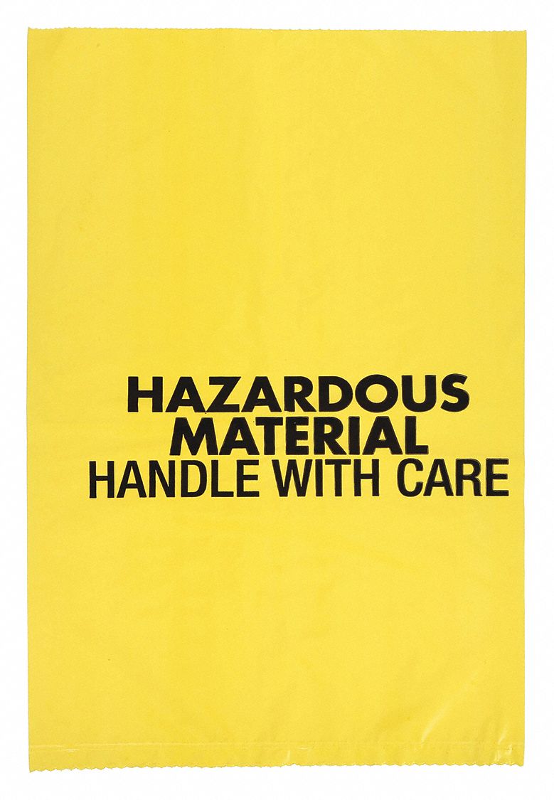 Hazardous Waste Bags: 1 1/2 gal Capacity, 12 in Overall Wd, 18 in Overall Ht, 24 PK