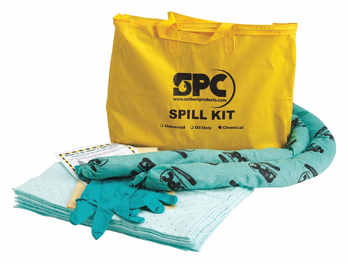 SPILL KIT, 5 GALLON ABSORBED PER KIT, PAIR OF NITRILE GLOVES, YELLOW