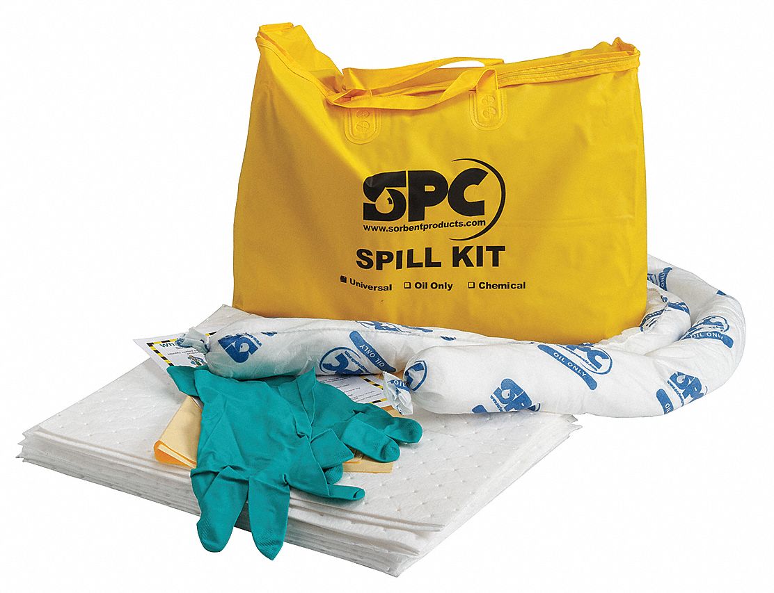 SPILL KIT, 5 GALLON ABSORBED PER KIT, PAIR OF NITRILE GLOVES, OIL ONLY, YELLOW