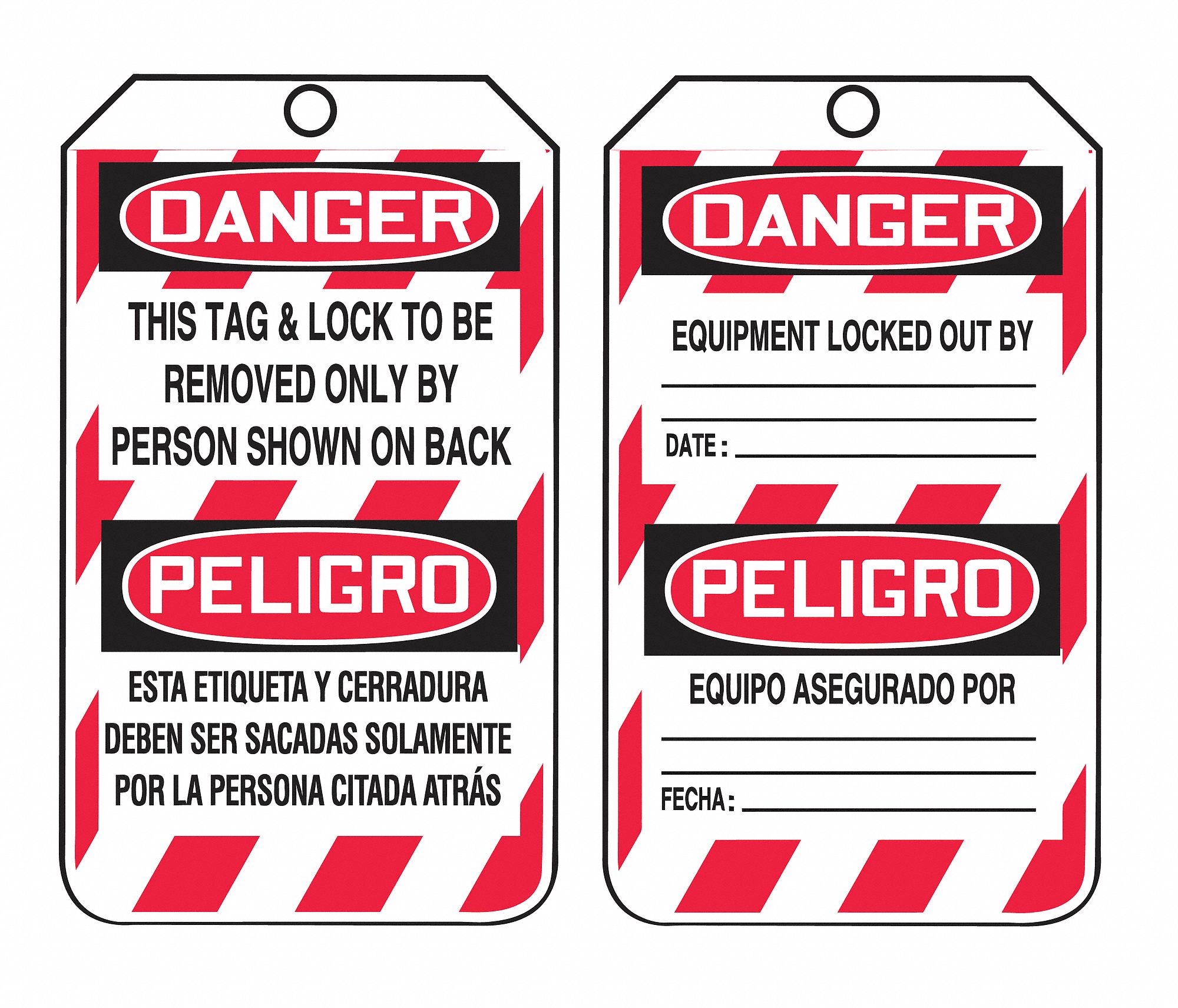Danger Bilingual Tag,Plastic,PK10