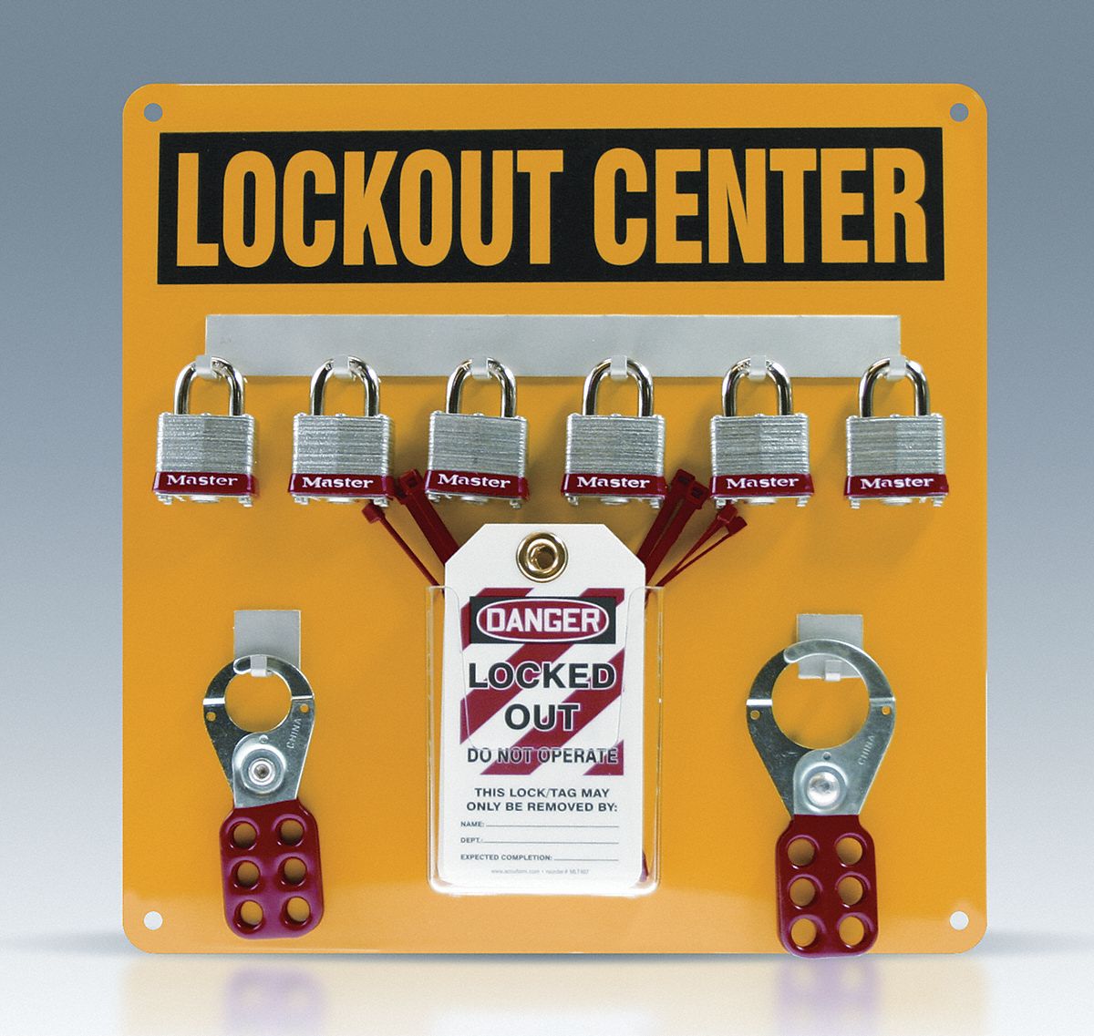 LOCKOUT CENTRE, ALUMINUM, 6 PADLOCKS INCLUDED, ENGLISH