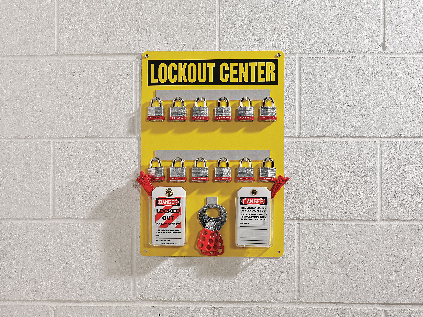 LOCKOUT CENTRE, ALUMINUM, 12 PADLOCKS INCLUDED, ENGLISH