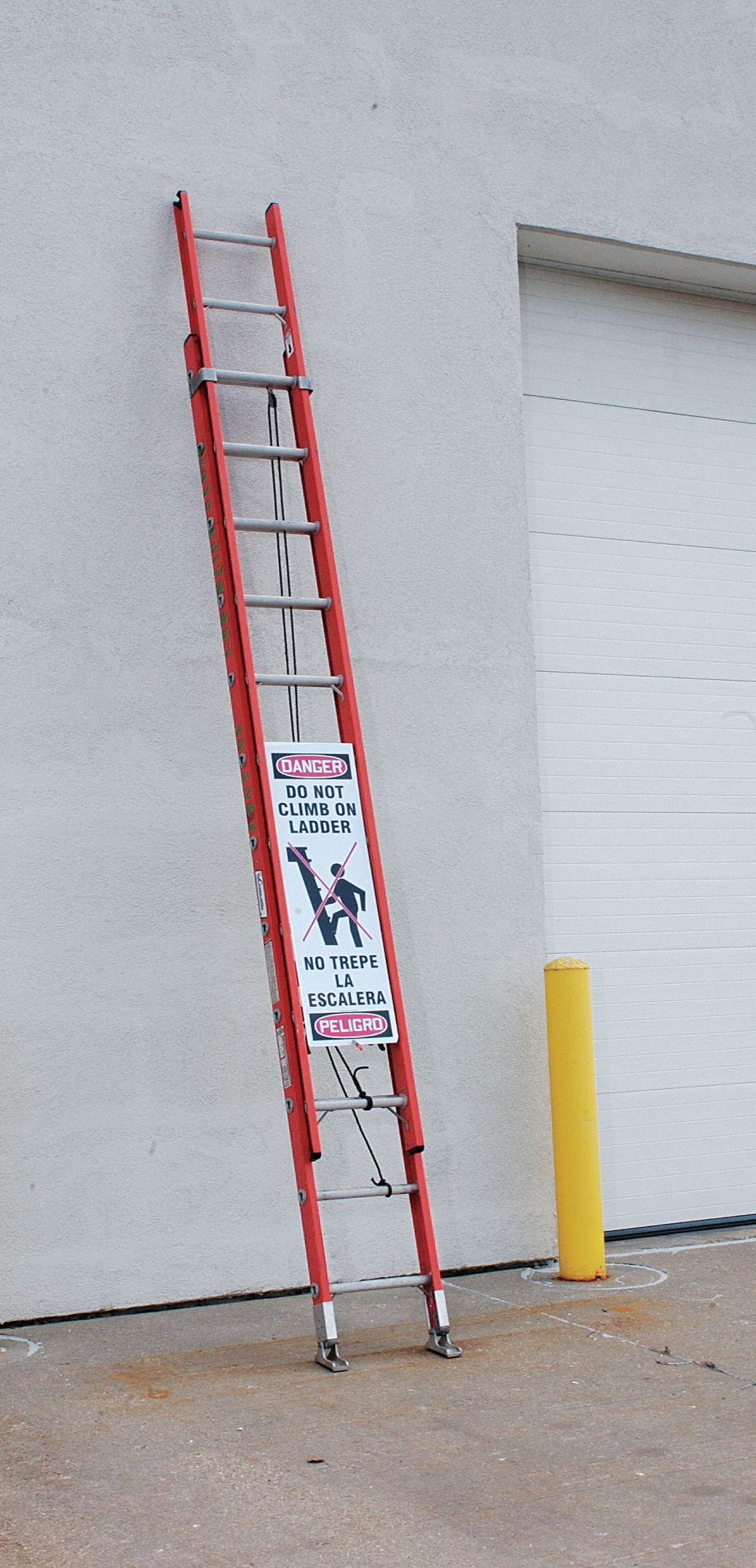 LADDER CLIMB PREVENTER, ALUMINUM, 42 IN H X 13¼ IN W, ENGLISH, SPANISH, OSHA