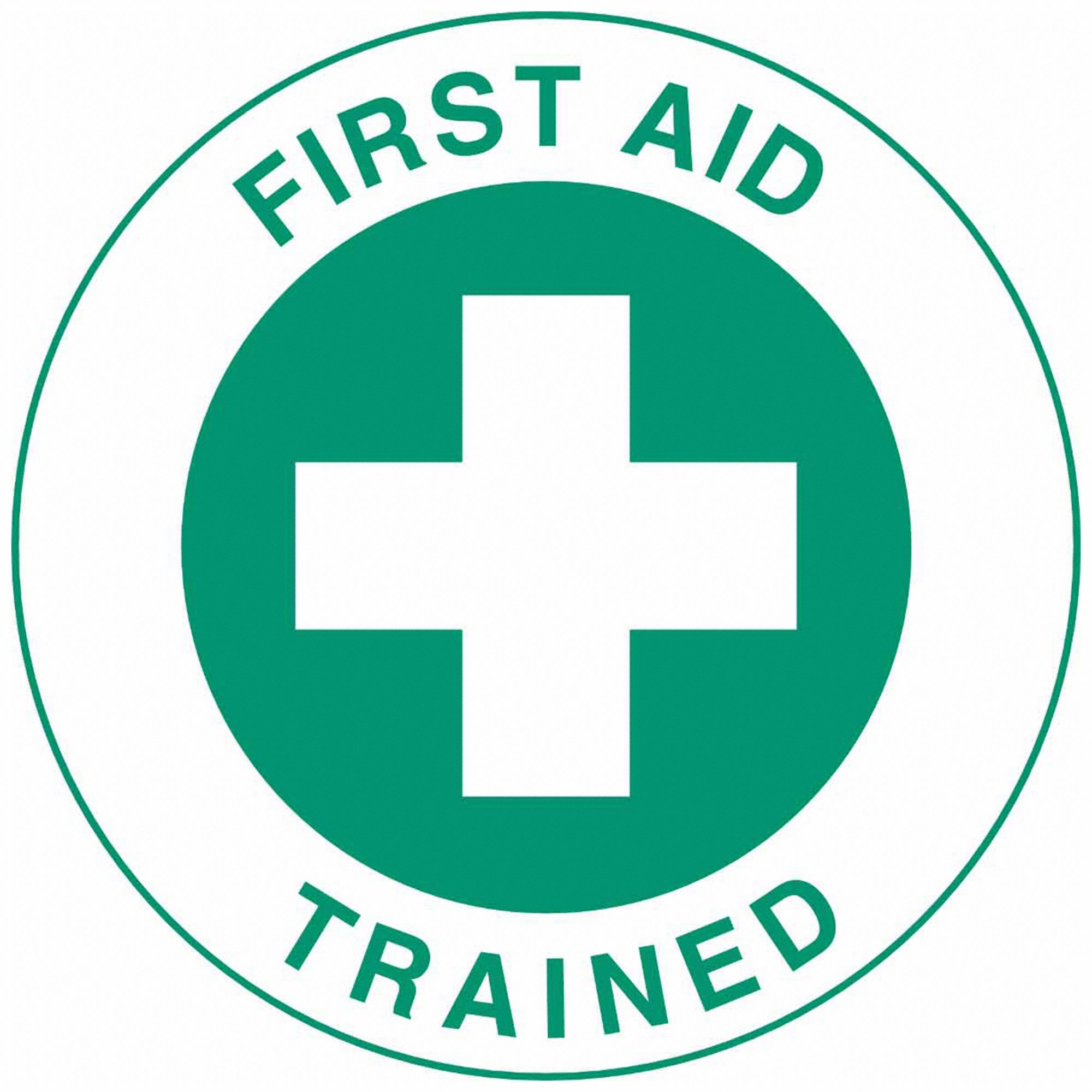 First Aid Trained, 2 in Dia, Hard Hat Label - 3WRU9|42241 - Grainger