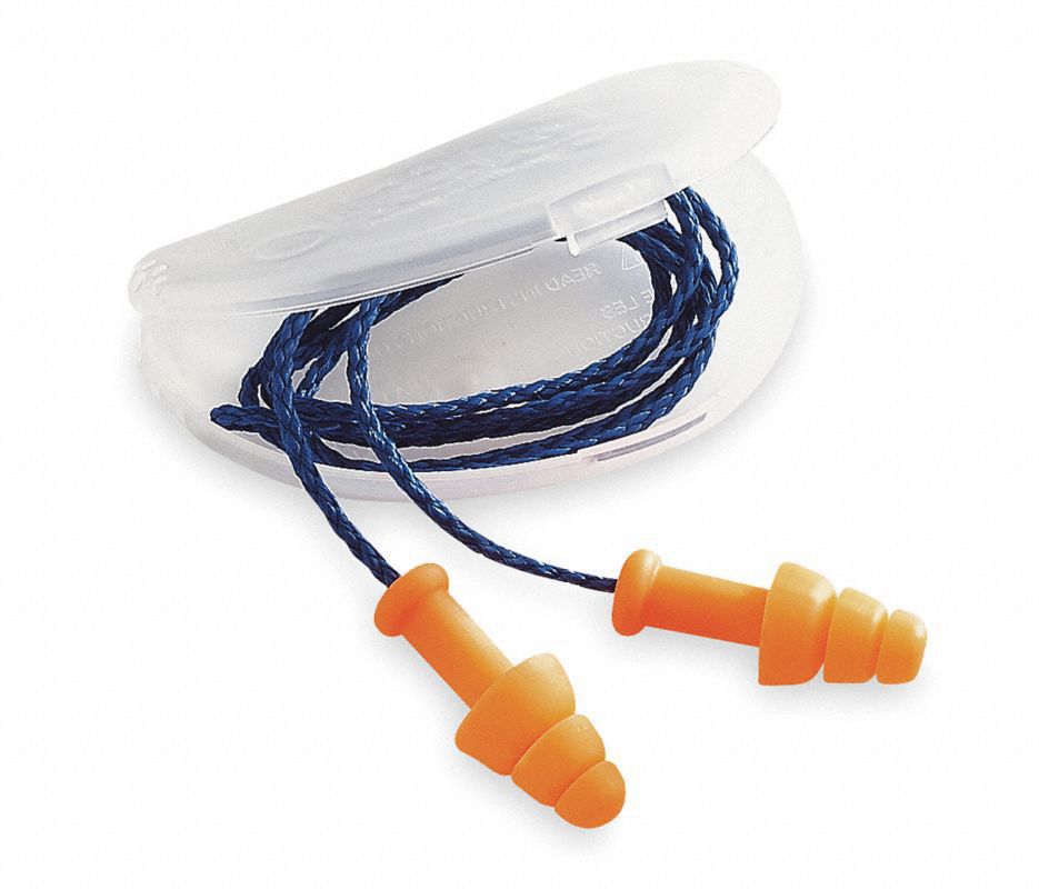 HONEYWELL HOWARD LEIGHT Flanged Ear Plugs, 25 dB Noise Reduction Rating NRR, Corded, M, Orange