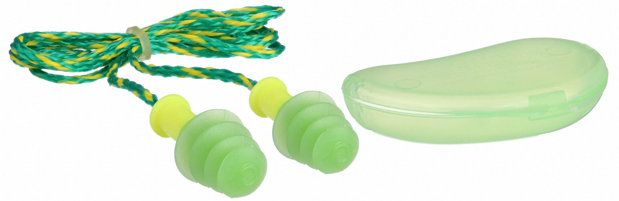 EARPLUGS, REUSABLE, YLW, TPE/PVC, SMALL, 4-FLANGED, 27DB, CORDED, PUSH-IN, CSA