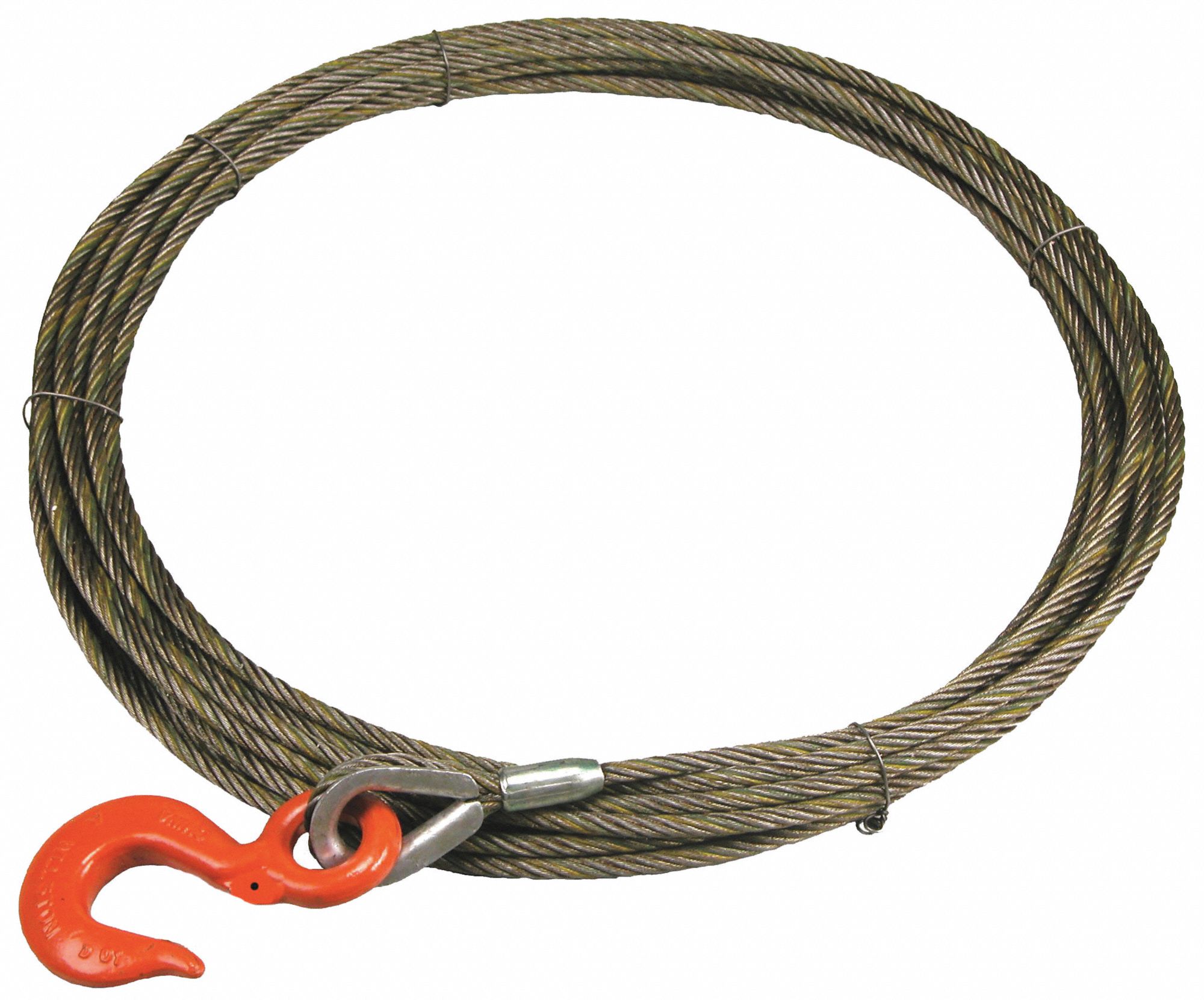 38WSX50-50 ft Bright Lift-All 800 lb Working Load Limit Carbon Steel Wire Winch Cable with 4
