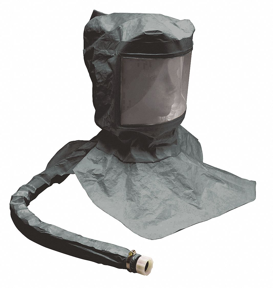 BIB HOOD, MAINTENANCE FREE, TYVEK, WHITE, HOOK-AND-LOOP, NIOSH, FOR SAR HOODS