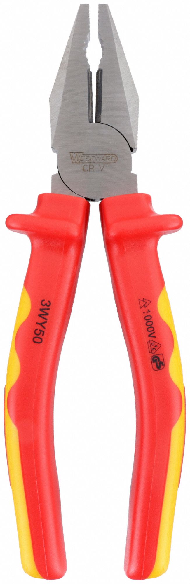 LINEMANS PLIER, INSULATED, CURVED, 8 IN OVERALL L, 1⅝ IN JAW L, 1¼ IN JAW W, LESS THAN 6 IN