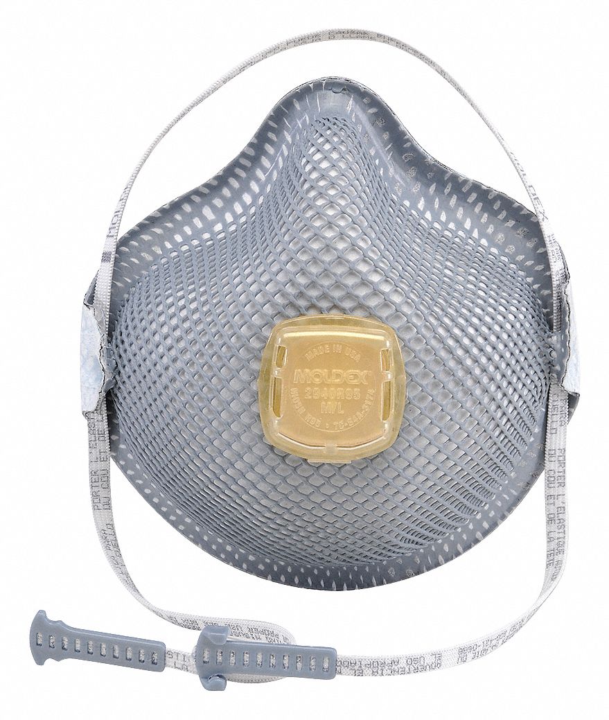 Disposable Respirator: Dual, Non-Adj, Molded Nose Bridge, Comfort, Gray, M Mask Size, MOLDEX, 10 PK