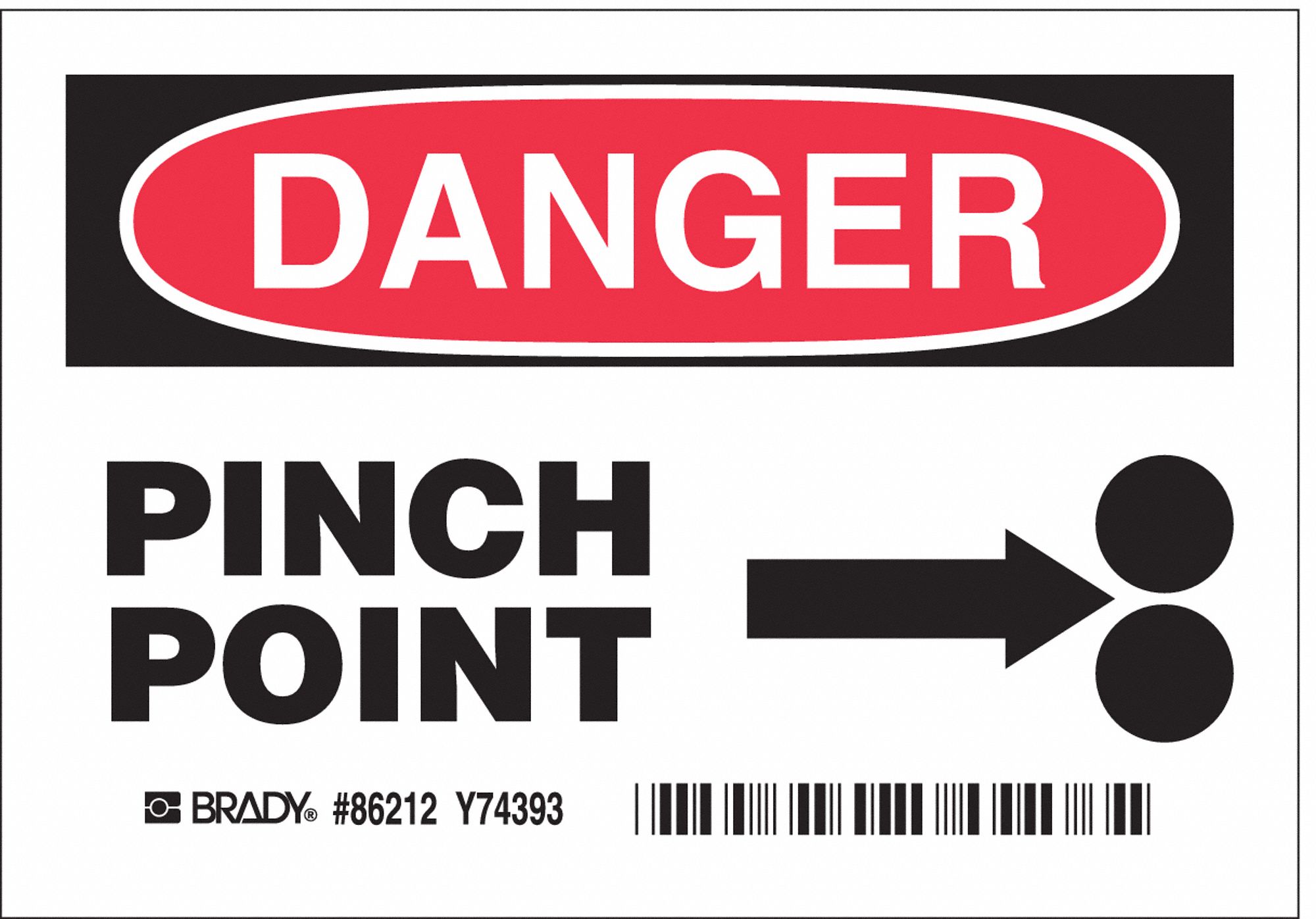 LABEL, POLYESTER, ADHESIVE MOUNT, 3½ IN X 5 IN NOMINAL SIGN SIZE, 0.01 IN THICK, 5 PK, PINCH POINT