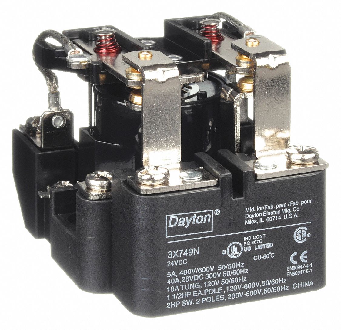 OPEN POWER RELAY, SURFACE MOUNTED, 24V DC, 8 PINS/TERMINALS, DPDT