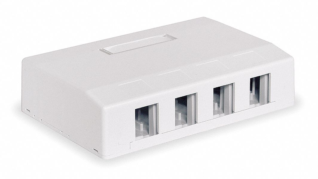 Surface Mount Box: Keystone, Keystone Connector, 4 Ports, White, HSB4W
